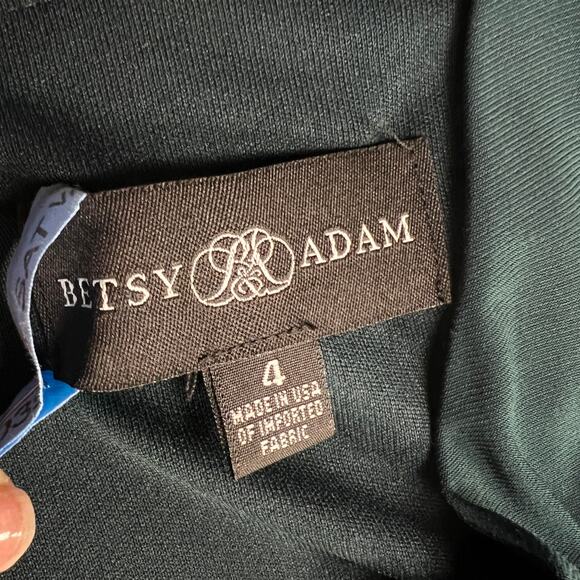 Betsy & Adam Hadley Floor Length Stretch Knit Gown Dress Forest Green Size 4 - Picture 4 of 16